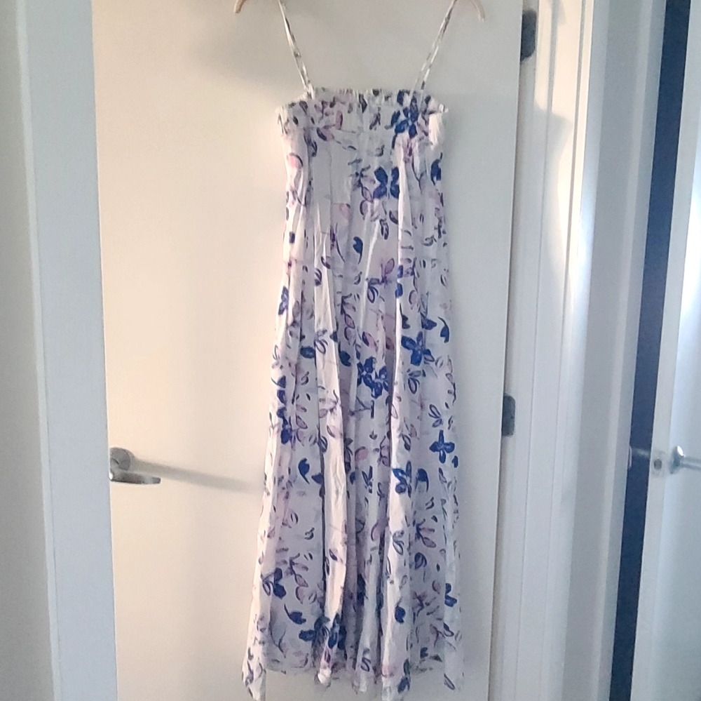 Dorothee Schumacher Floral-Print Seersucker Summer Spaghetti Strap Maxi Dress
